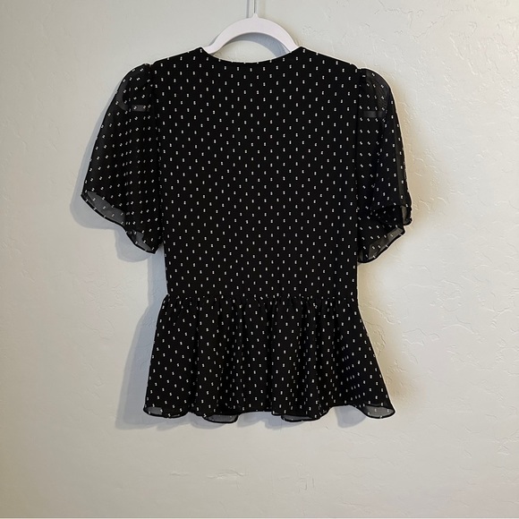 Madewell Flutter-Sleeve Peplum Top in Clipdot Size XS - Picture 6 of 7